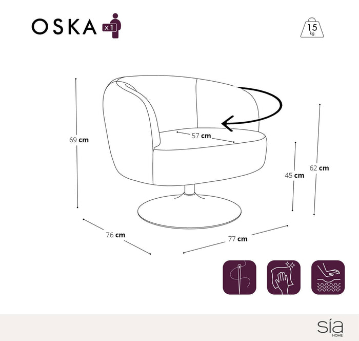 Crème chenille fluwelen draaifauteuil