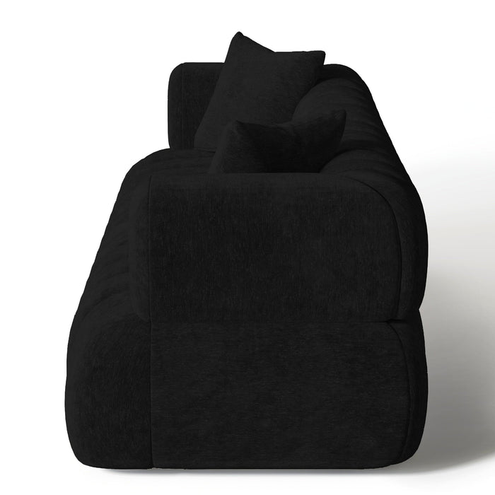 3-zits bank zwart fluweel 225cm