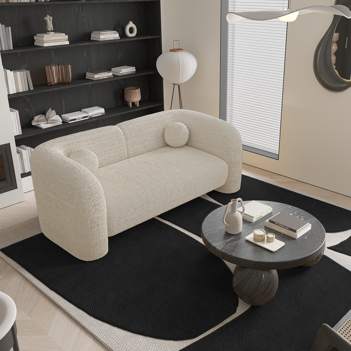 2-zits fluwelen bank met crèmepatroon 168cm