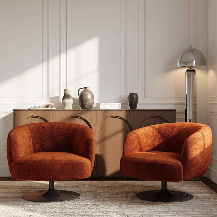 Terracotta chenille fluwelen draaifauteuil