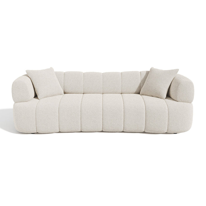 4-zitsbank in crèmekleurige badstof