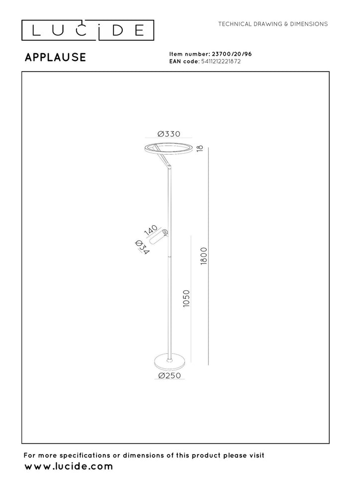 Lucide Premium APPLAUSE Vloerlamp - Koffie