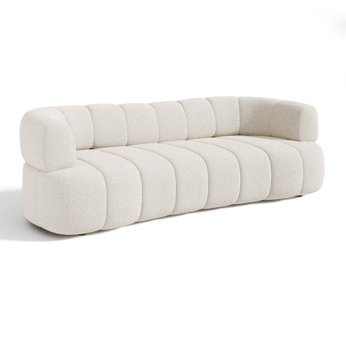 4-zitsbank in crèmekleurige badstof