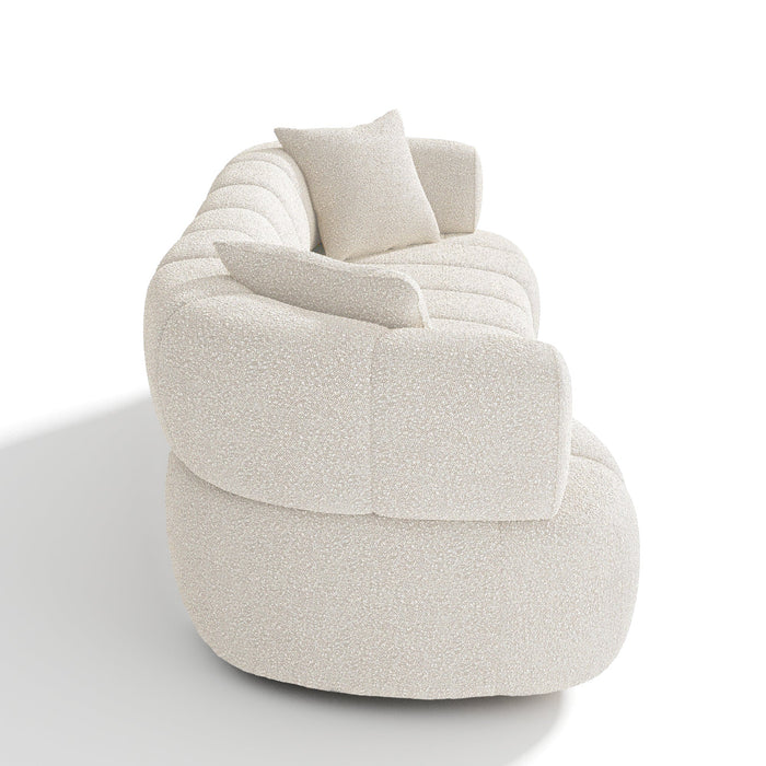 4-zitsbank in crèmekleurige badstof