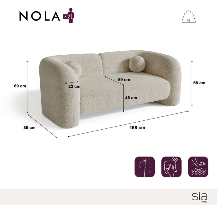 2-zits fluwelen bank met crèmepatroon 168cm