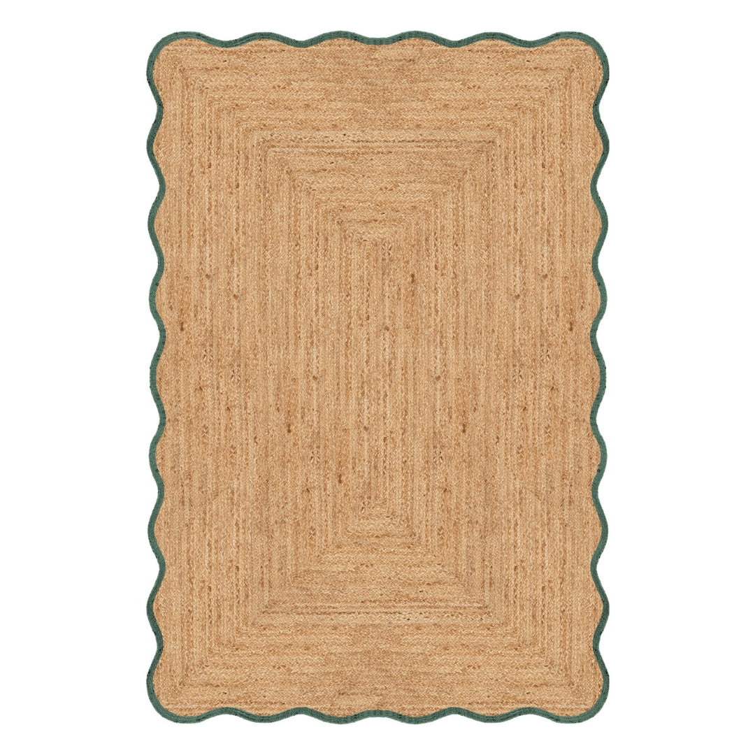 Mrcarpet Jute vloerkleed wafelstructuur naturel|groen 200x290cm