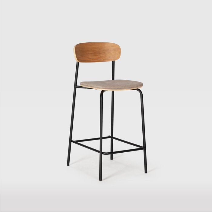 Calicosy - Set 2 barkrukken ADRIANA - H66 cm - Stof & metaal - Taupe