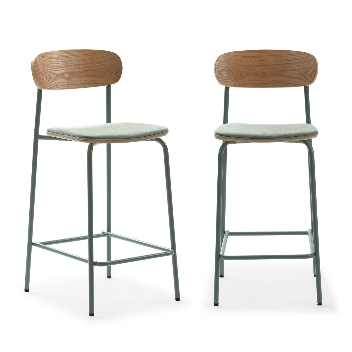 Calicosy - Set 2 barkrukken ADRIANA - H66 cm - Stof - Aquamarijn