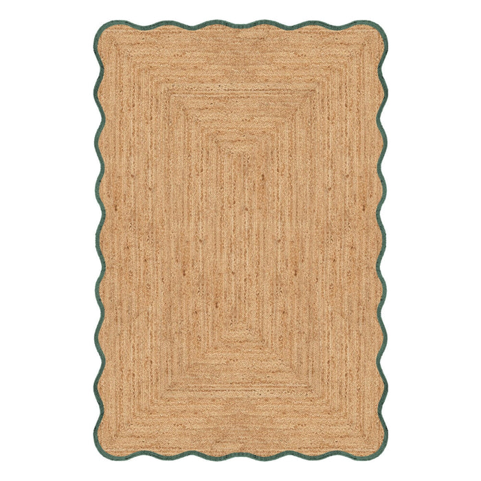 Mrcarpet Jute vloerkleed wafelstructuur naturel|groen 200x290cm