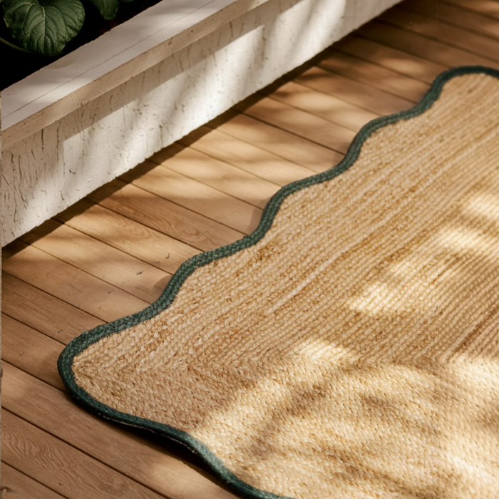 Mrcarpet Jute vloerkleed wafelstructuur naturel|groen 200x290cm