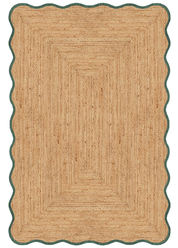 Mrcarpet Jute vloerkleed wafelstructuur naturel|groen 200x290cm