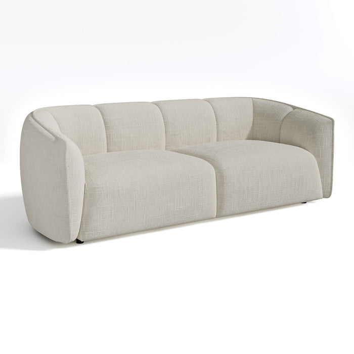 Vierzitsbank in crèmekleurig geweven fluweel