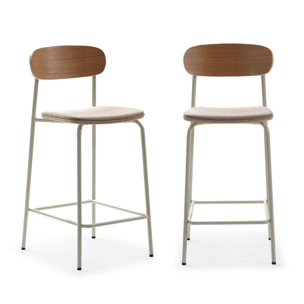 Calicosy - Set 2 barkrukken ADRIANA - H66 cm - Stof & metaal - Beige