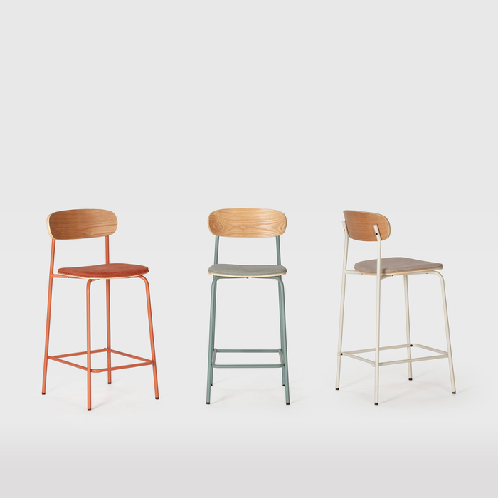 Calicosy - Set 2 barkrukken ADRIANA - H66 cm - Stof & metaal - Beige