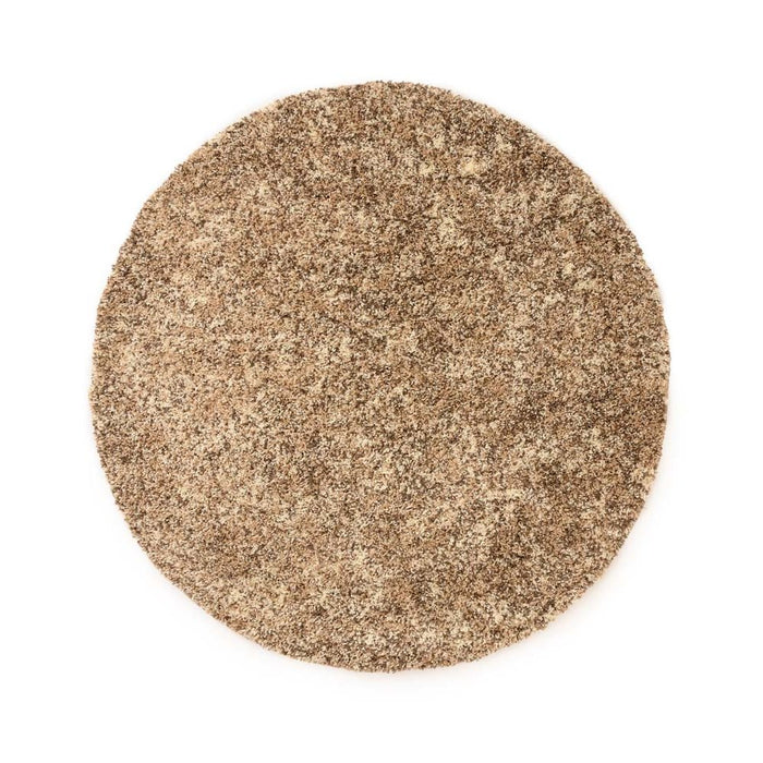 Tapeso Rond hoogpolig vloerkleed - Blend beige - 80 cm