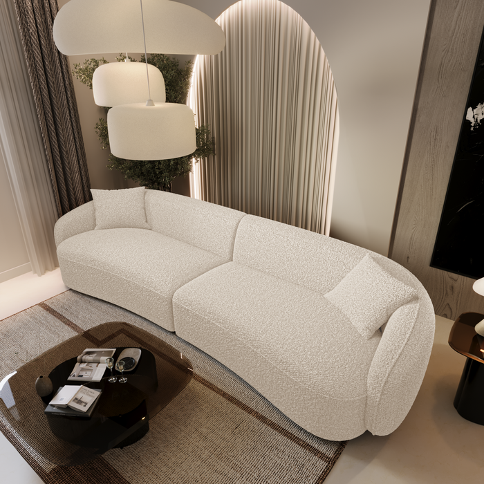 4-zitsbank in crème bouclette stof