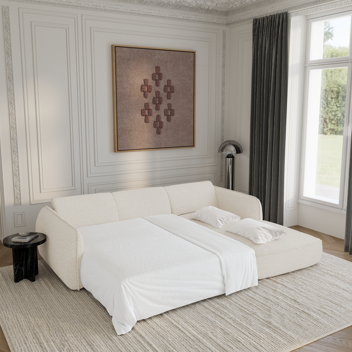 4-zits rechter hoekbank in crème bouclette stof