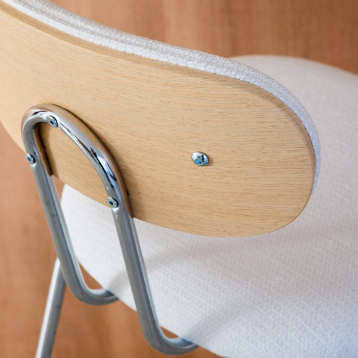 sweeek - Barkruk met gebogen eikenhoutdecor en waterafstotende stof,