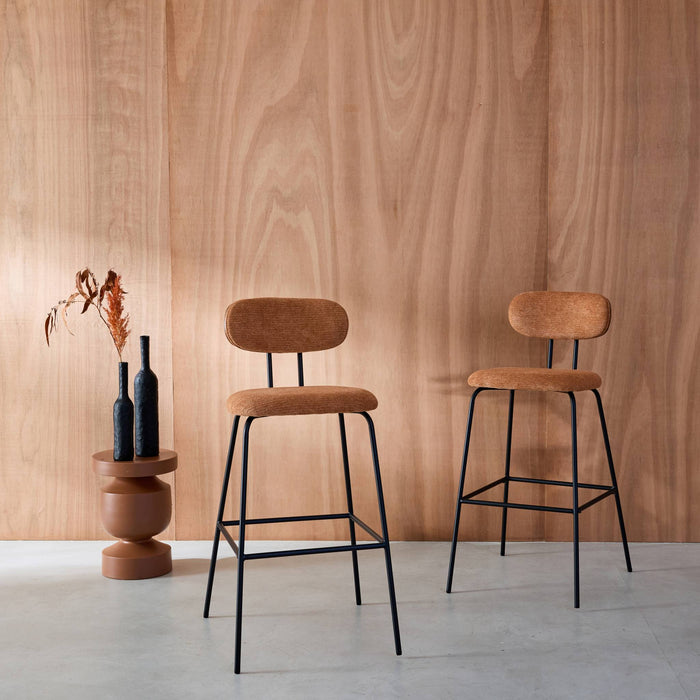 sweeek - Barkruk waterafstotende stof, zwarte metalen poten (set van