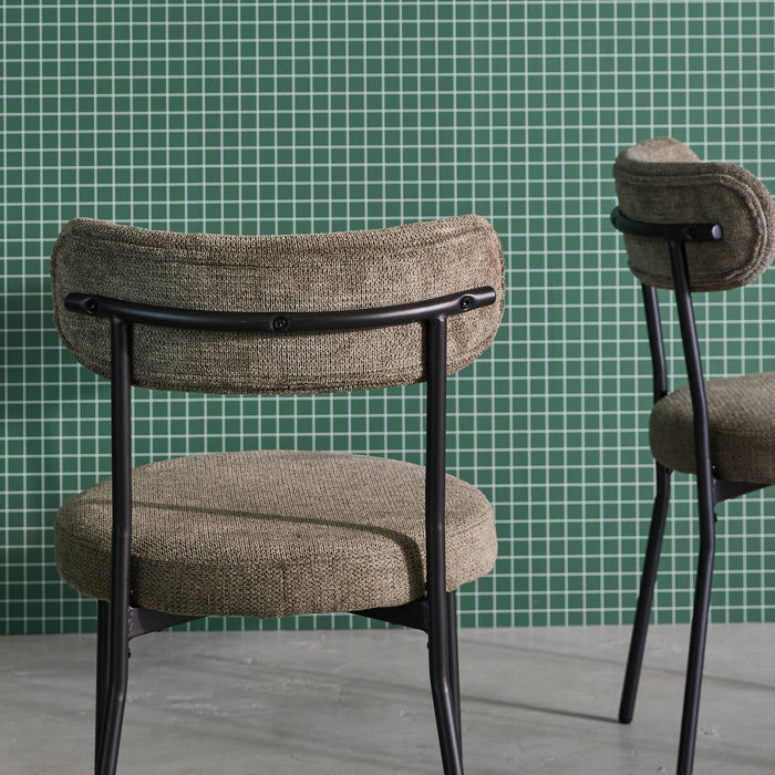 sweeek - Metaal en chenille stof stoel (set van 2)