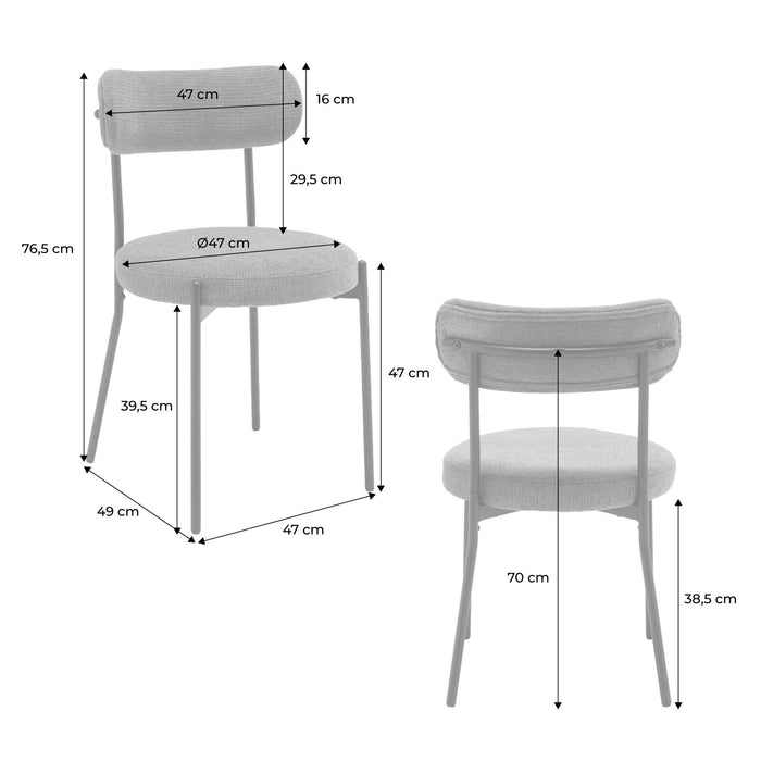 sweeek - Metaal en chenille stof stoel (set van 2)