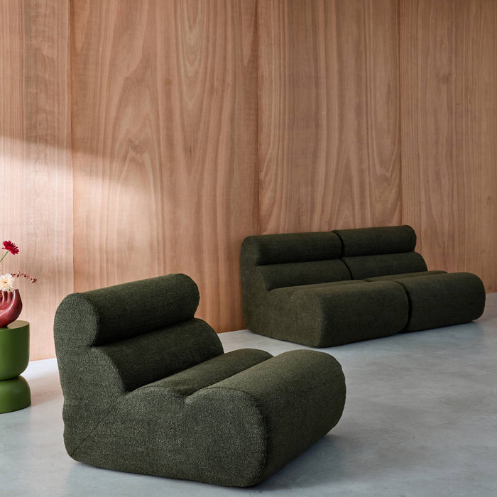 sweeek - Stoffen fauteuils getextureerde bouclé 1 zitplaats (set van