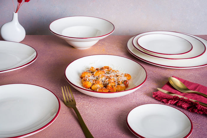 Bonna Dinerbord - Linea Burgundy - Porselein - 30 cm - set van 6