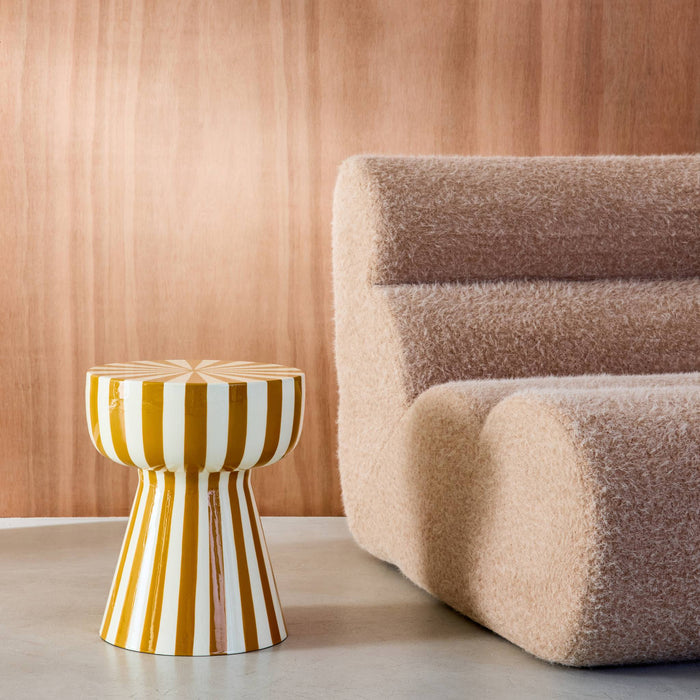 sweeek - Bijzettafel, nachtkastje, geëmailleerd staal gestreept