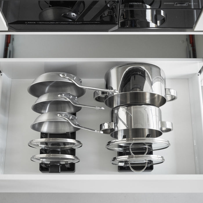 Yamazaki Tower Deksel & pannenhouder verstelbaar - Zwart