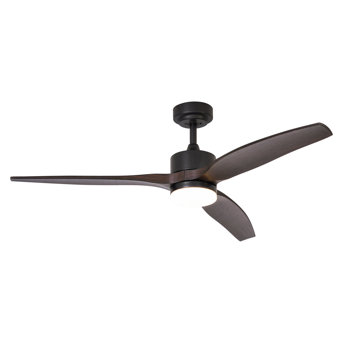 QAZQA Plafondventilator zwart met hout print 132cm incl. LED dimbaar