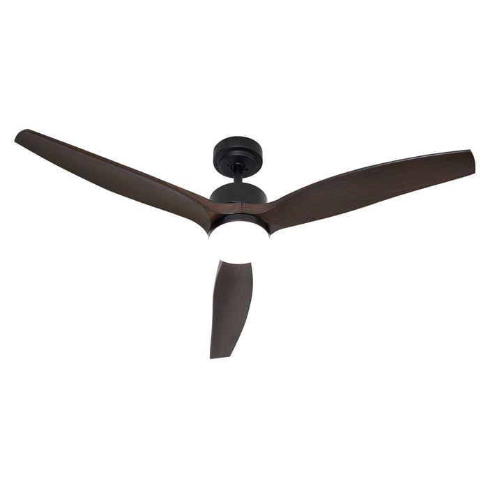 QAZQA Plafondventilator zwart met hout print 132cm incl. LED dimbaar