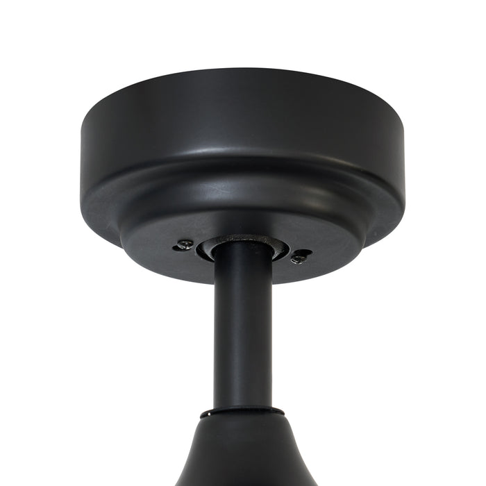 QAZQA Plafondventilator zwart met hout print 132cm incl. LED dimbaar