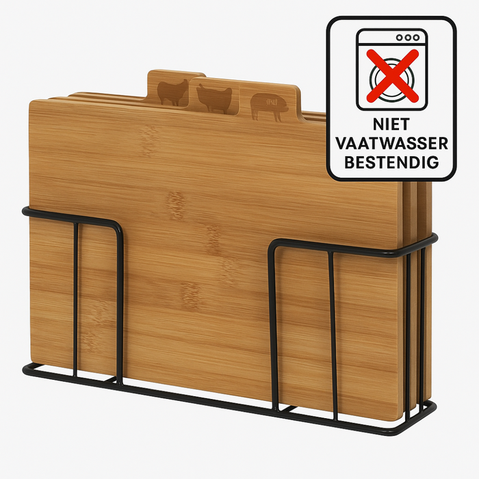 OTIX Snijplankenset set van 3 met Houder Set van 4 Bamboe Houten Sn...