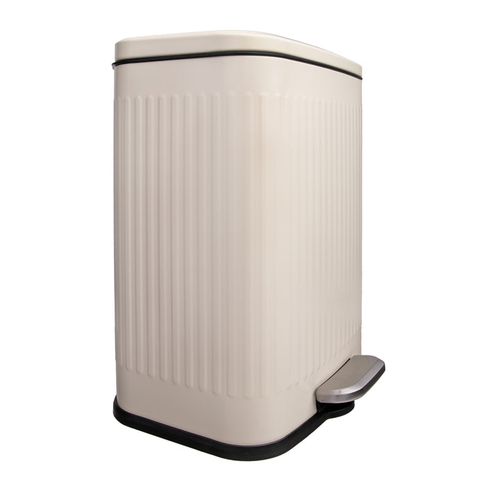 QUVIO Prullenbak 13 L - Rechthoekig afgerond - Metaal - Beige