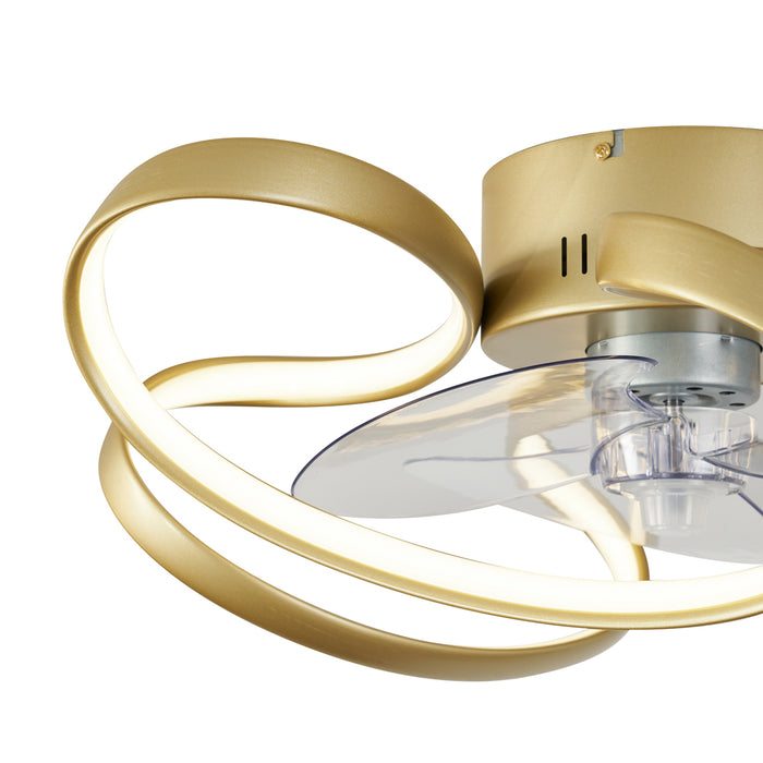 QAZQA Plafondventilator messing 55cm incl. LED dimbaar met