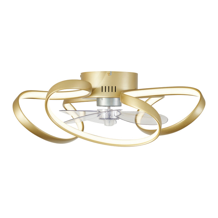 QAZQA Plafondventilator messing 55cm incl. LED dimbaar met