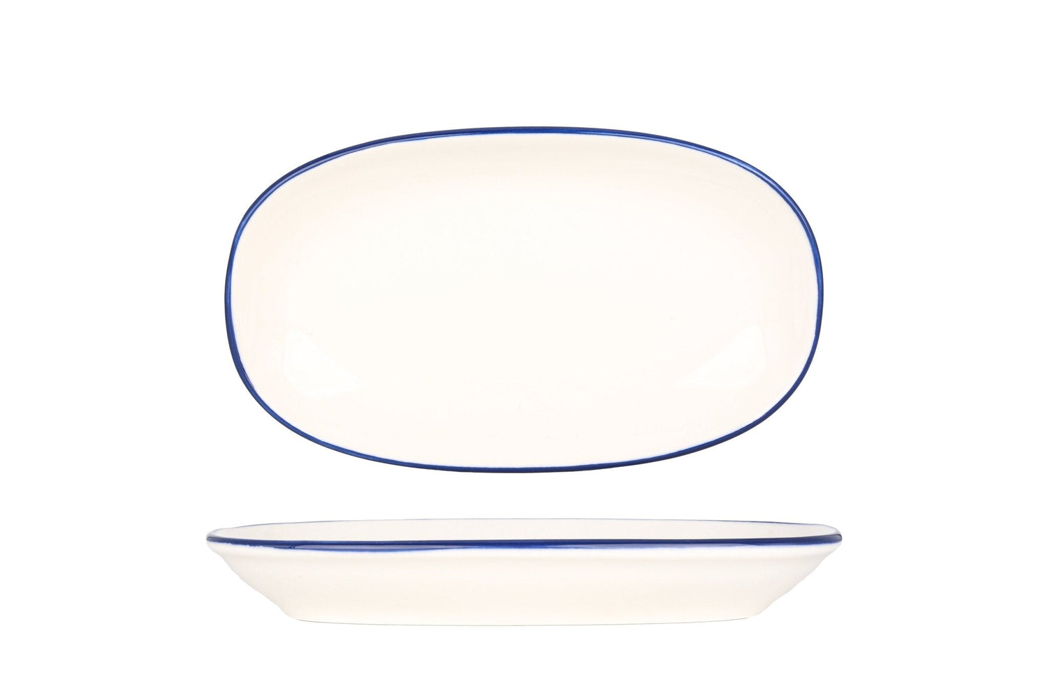 Bonna Serveerschaal - Linea Blue - Porselein - 24x14 cm - set van 2