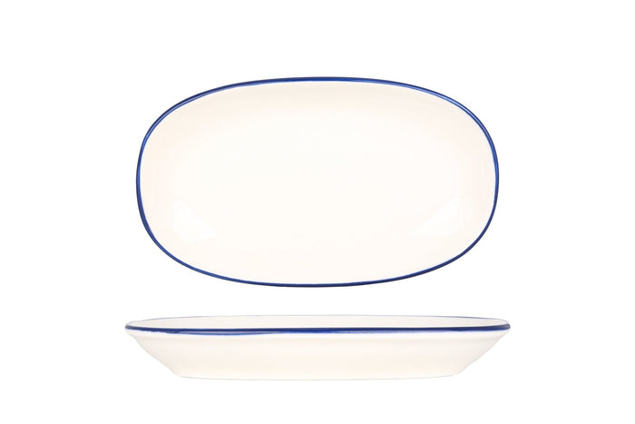 Bonna Serveerschaal - Linea Blue - Porselein - 24x14 cm - set van 2