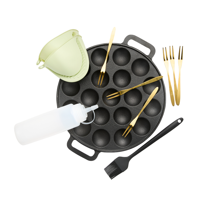 Byron gietijzeren poffertjespan - complete set