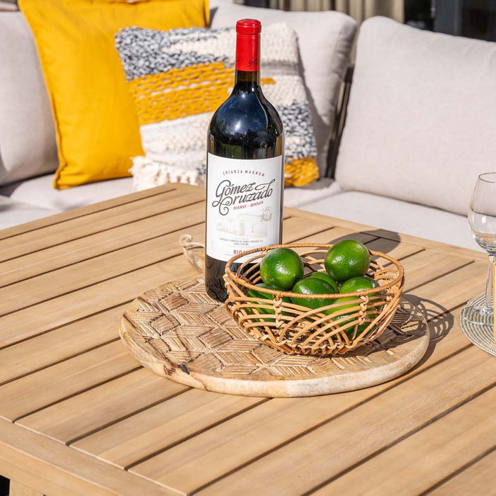 Santos lounge-diningset - 5-dlg.-links -acaciahout met white wash-sand