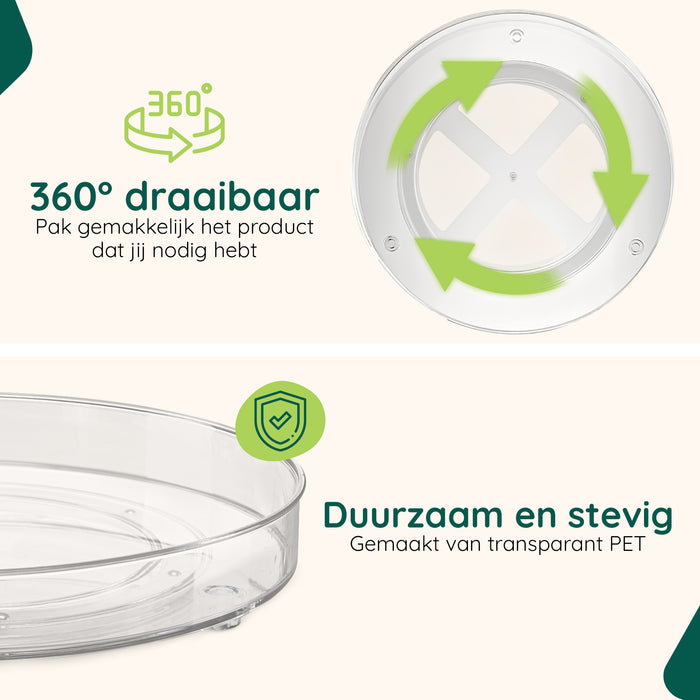 XIVADA Draaiplateau Hoog - Met 5 verdelers - 28 cm - Transparant