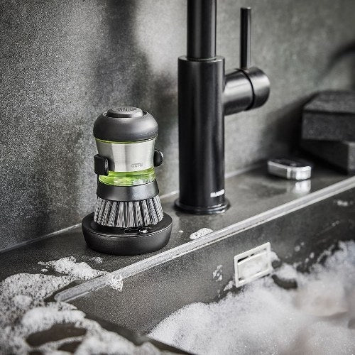 Afwasborstel met Zeepdispenser en Afdruiprekje, 50 ML, 8 cm, Hervulbaa