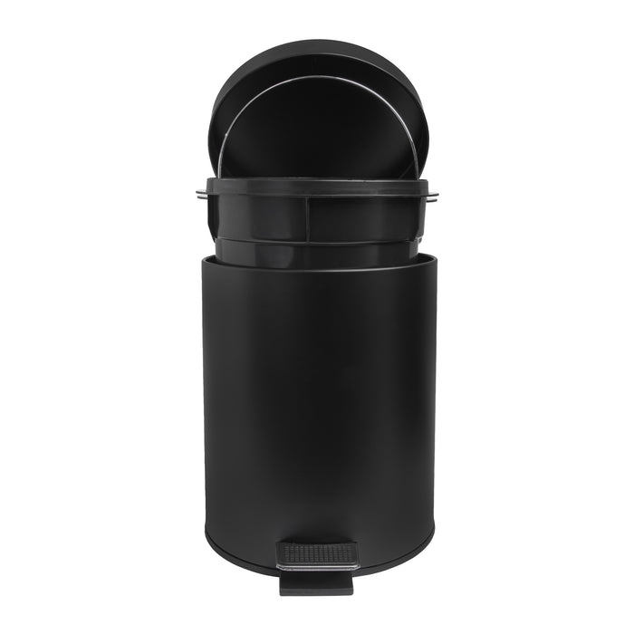 QUVIO Prullenbak 7 L - Rond - Metaal - Zwart