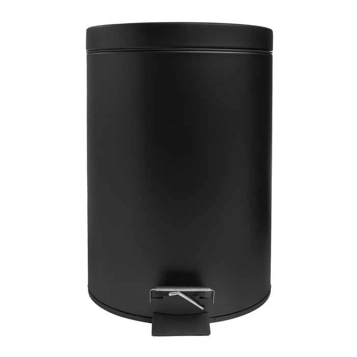 QUVIO Prullenbak 7 L - Rond - Metaal - Zwart