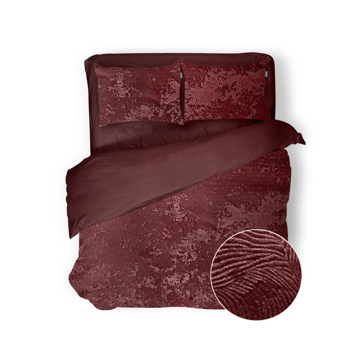 Eleganzzz Dekbedovertrek 3D Embossed Velvet Wave - bordeaux