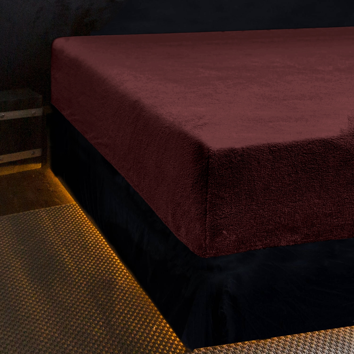 Eleganzzz Hoeslaken Teddy Pluche 35cm Hoekhoogte - bordeaux