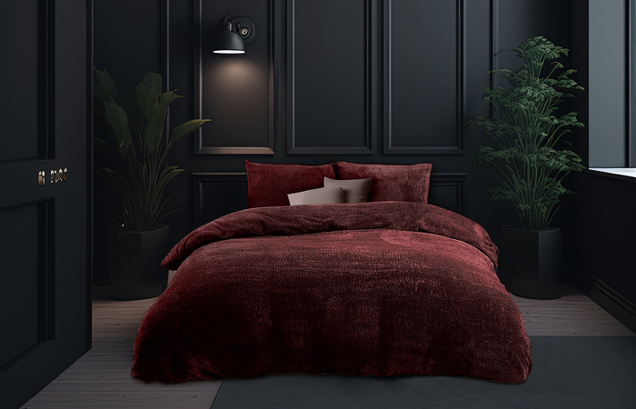Eleganzzz Dekbedovertrek Flanel Fleece - bordeaux
