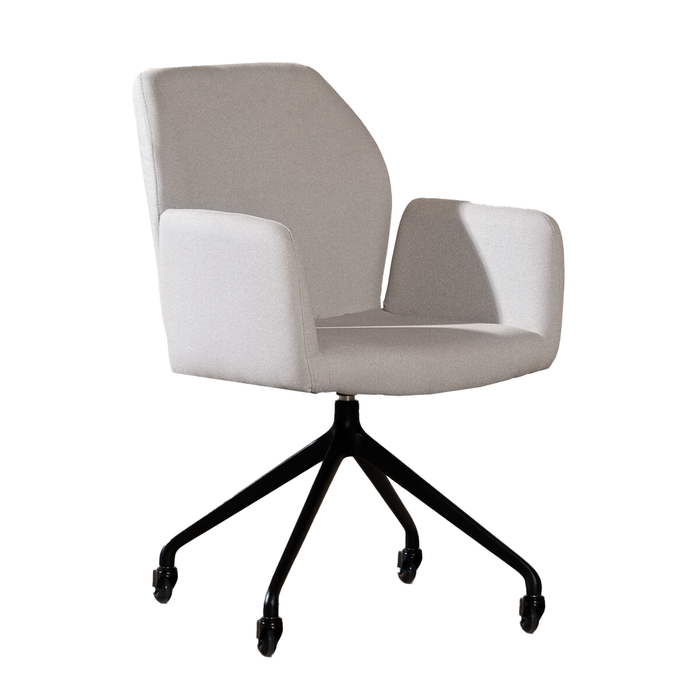 Bronx71 Scandinavische eetkamerstoel op wieltjes Runa gerecyclede stof