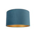 QAZQA Velours lampenkap blauw 35|35|20 met gouden binnenkant