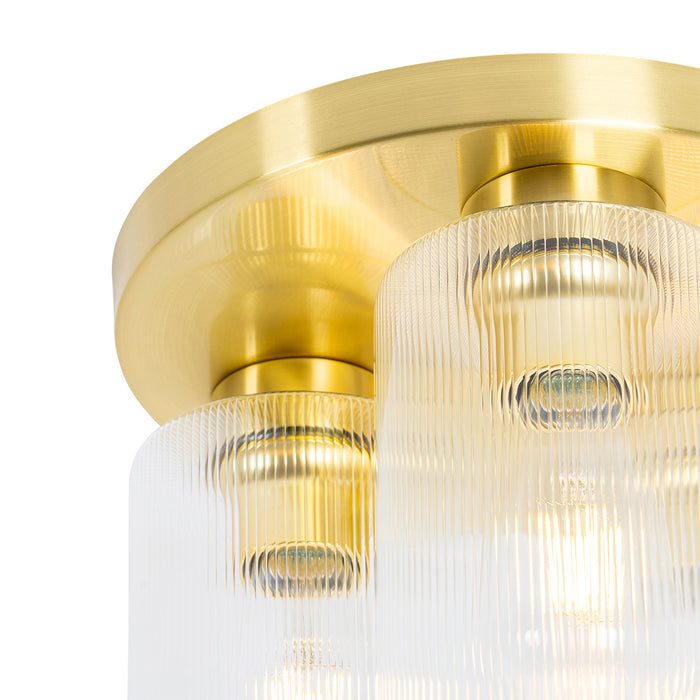 QAZQA Art Deco plafondlamp goud met glas 3-lichts - Laura